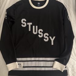 Men’s Stussy black mesh long sleeve jersey
