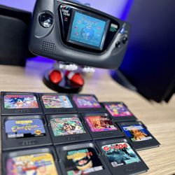 SEGA Game Gear Bundle - Fully Recapped (Ceramic SMD) - 12 Games, Wide Gear & Case