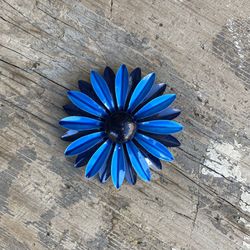 Large Vintage Blue Flower Brooch Pin 
