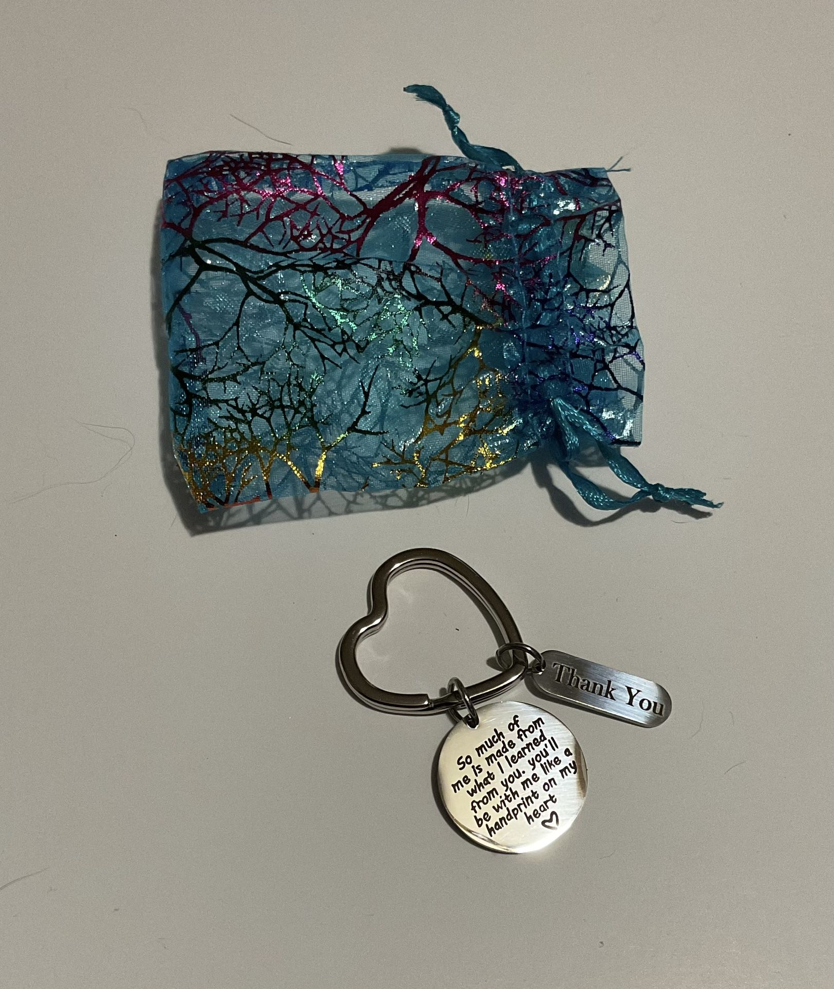 Beautiful heart Key Ring Thank You Statement