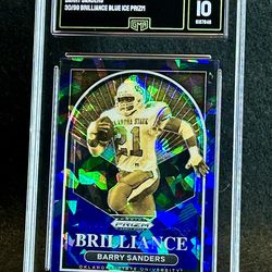 2023 Prizm Draft Picks 💥 Barry Sanders 💥 Brilliance Blue Ice Prizm /99 GMA 10 💎 Mint - Detroit Lions