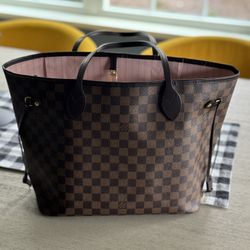 Authentic Louis Vuitton Neverfull MM Damier Ebene Rose Ballerine