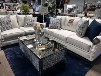 Beautiful sofa loveseat! $2199 💙🤍📦 Any fabric & color!