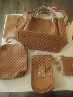Brown Monogram Handbag Set – 5 Pieces