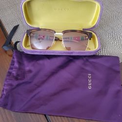 Gucci GG0603S Unisex Designer Square Sunglasses Tortoise Havana Gold/Brown 56 mm