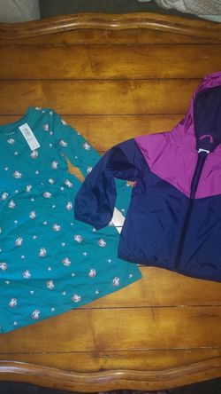 New girls size 4T old navy dress & lightweight windbreaker jacket nwt
