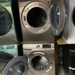 New Open Box Samsung Washer 4.5 Cu Ft And Dryer 7.5 Cu Ft Front Loaders 27”  