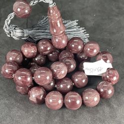 33 BEADS, Old Ottoman Style, veined MISBAHA TASBIH 15x15mm Cataline