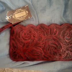 Leather Scalloped Wristlet