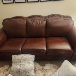 Leather Couch And Loveseat- Brown