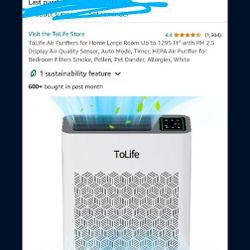 Air Purifiers for Home Large Room Up to 1295 Ft² with PM 2.5 Display Air Quality Sensor, Auto Mode, Timer, HEPA Air Purifier for Bedroom Filters Smoke