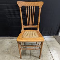 Vintage Spindle Back Wooden Chair with Cane Seat