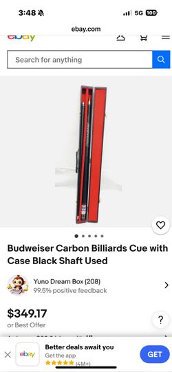 Brand New Budweiser Custom Carbon Pool Stick With Extras 