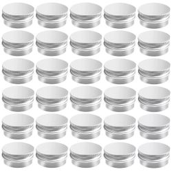 30 Pks Aluminum Tin Jar with Screw Lid 15 ml Round Refillable Containers 0.5 oz