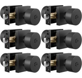 Goldenwarm Matte Black Privacy Door Knobs Interior, Zinc Alloy Matte Black Door Knob, Modern Keyless Bedroom Bathroom Door Knobs, Adjustable & Reversi