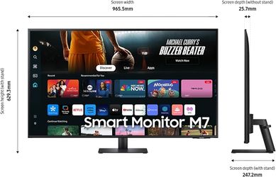 Gaming/Office /Streaming Samsung 43- inch M7 M70D Series 4K UHD Smart Monitor