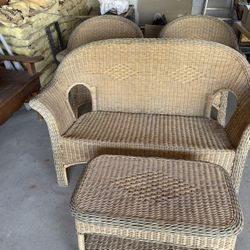 Wicker Couch And Chairs 