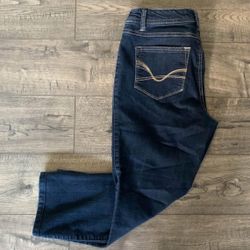 Roz & Ali Dark Wash Denim Cropped Ankle Pants 