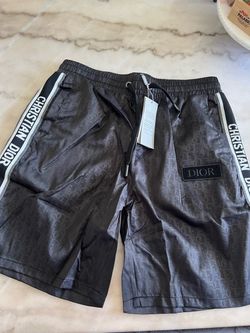 Black Oblique Striped Side Logo Shorts