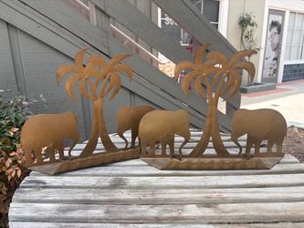 Vintage brass safari elephant wall sconce candle holders