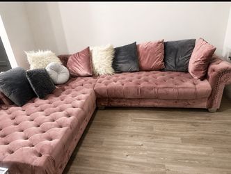 Pink luxury velvet sofa