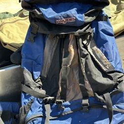 JanSport  Backpack Blue Gray Hiking Camping Large