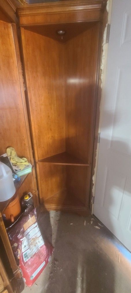 Solid Wood Corner Bookcases by Thomasville.