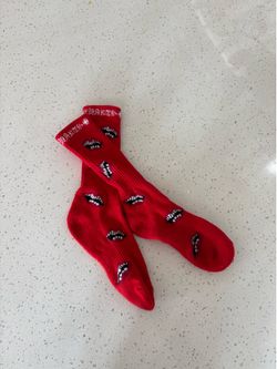 Red Chrome Heart Socks
