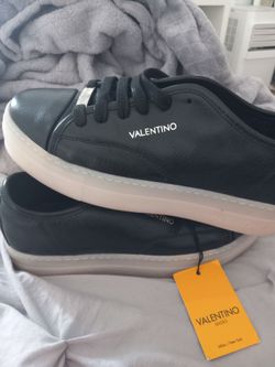 Valentino Shoes Black Leather Sneakers
