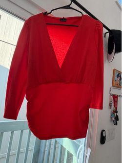 Orange V-Neck Blouse