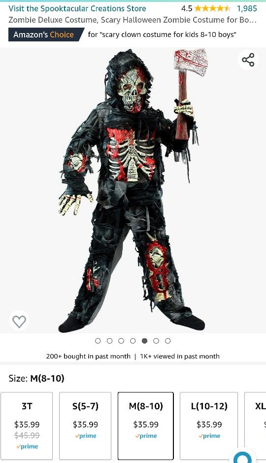 Boys Halloween Costume Size 8-10