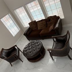 Furniture Set! Sofa,  Coffee Table And Two Leather  Armchairs !