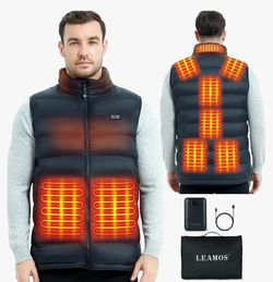 Leamos Heated Vest for Men Women with Battery Pack 9 Heating Zones Winter Hiking Fishing Outdoor Vest Zipped Pockets
Size Large
