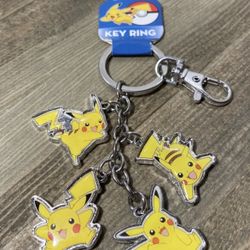 NEW Pokemon Pikachu 4 Charm Figure Metal Keychain Keyring Pendant Key Chain