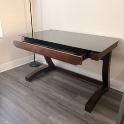 Solid Wood Desk Glass Top