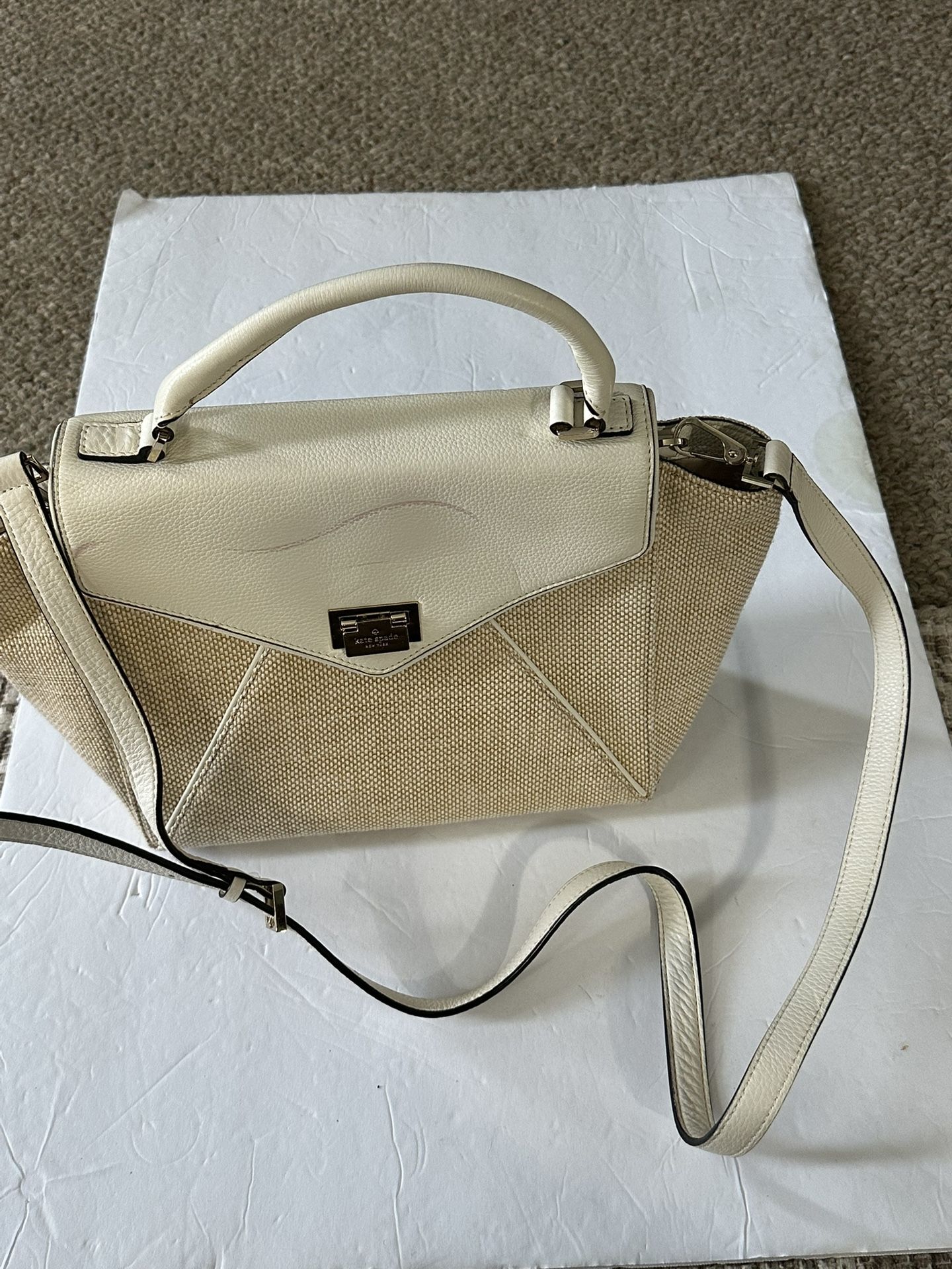 Kate Spade Leather Woven Crossbody Satchel Purse Detachable Strap New With Defects