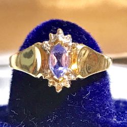 10k Fanciful Tanzanite Ring