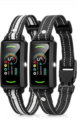 Bark Collar, Dog Bark Collar 2 Pack, Anti Barking Training Collar with Flashing Light, 5 Adjustable Sensitivity Beep Vibration, Bark Collar for Large 