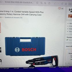 Bosch Bulldog Extreme  Rotary Hammer Drill With Case