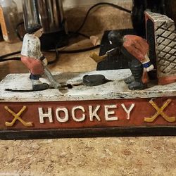 Vintage Cast Iron Hockey Mechanical Bank