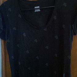 Women Pink V Neck Shirt 