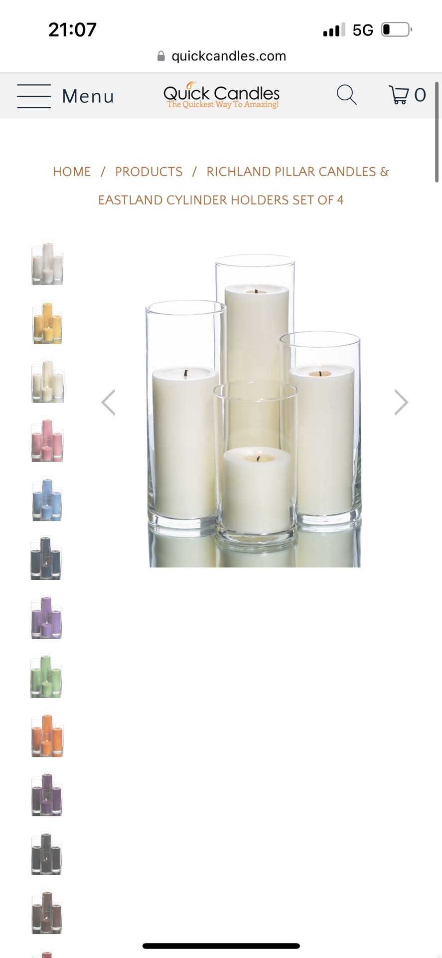 Pillar Candles With Cylinder Vases