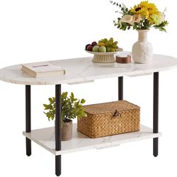 2 Tier Coffee Table with Open Storage Shelf