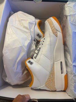 Jordan Retro 3 Orange Size 8 Men’s 9.5 Women NEW