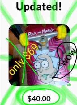 Rick And Morty Custom Skateboard reduced only $40