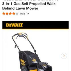 Dewalt  Gas Lawnmower New Onmy Tested $390