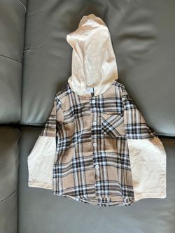Kids Plaid Hooded Button-Up Shirt Size 3-4Y