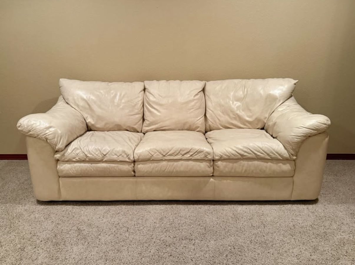 White Leather Couch.