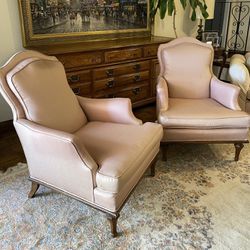 Pair of Vintage 1950’s Louis XVI Style Pink Chairs