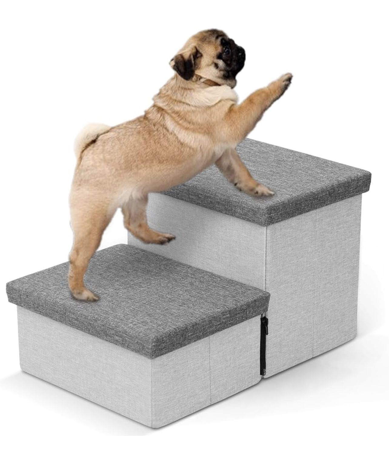 Dog Stairs with Storage, Foldable Dog Steps for Small Dogs, 2 Tiers Non-Slip Pet Stairs for High Beds Or Couch and Sofa, Hold up to 50 lbs Pet Doggy C